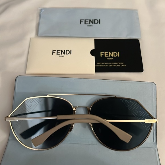 ❤️⚜️🆕FENDI FF M0074/s J5g/jo Gold/blue Mirrored Sunglasses - Picture 7 of 8